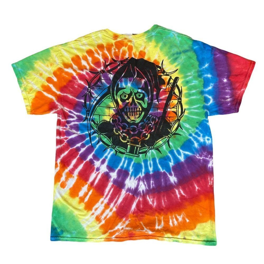 The Mongoloids T-shirt Mens Large Tie Dye Two Sided Grim Reeper RARE